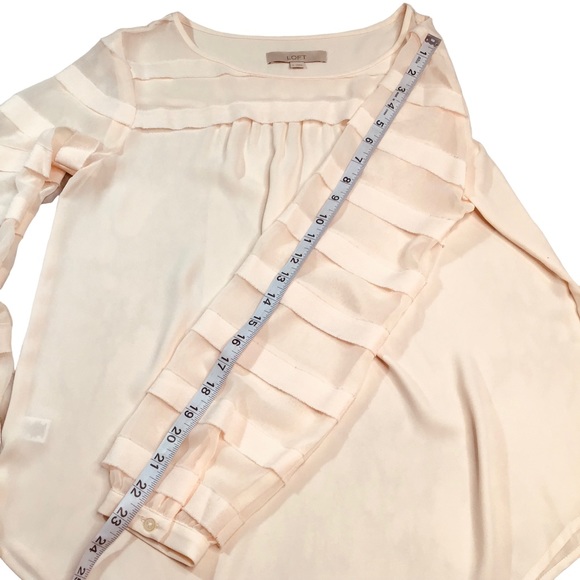LOFT - Semi Sheer Light Apricot Long Sleeve Blouse - S (Fits like A Medium) - Picture 8 of 16